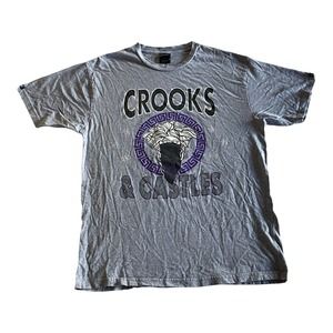 Crooks & Castles A.E.C.E Medusa Men's Gray Tee T-Shirt Size M